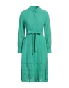 120% LINO 120% LINO WOMAN MIDI DRESS GREEN SIZE 10 LINEN