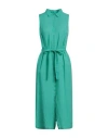 120% Lino Woman Midi Dress Green Size 8 Linen