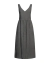 120% Lino Woman Midi Dress Grey Size 12 Linen