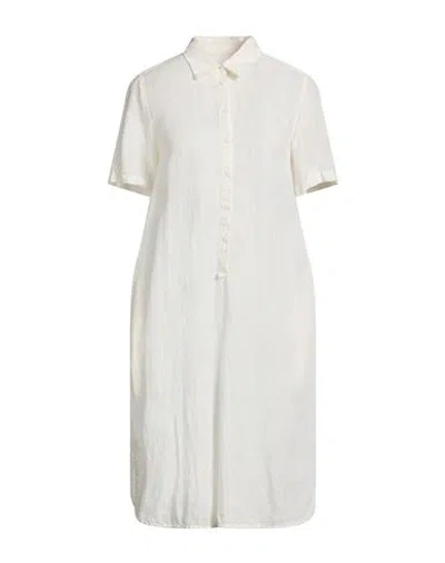 120% Lino Woman Midi Dress Ivory Size 6 Linen In White