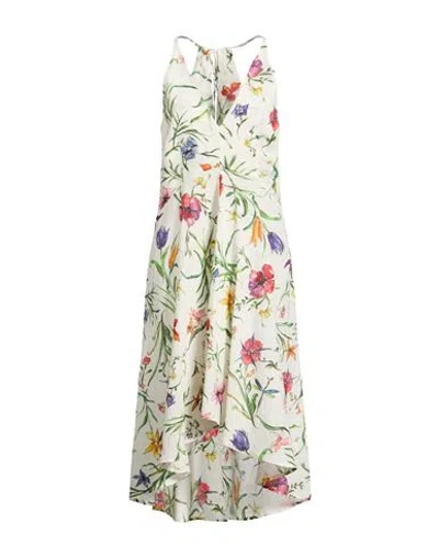 120% Lino Woman Midi Dress Ivory Size 6 Linen In White
