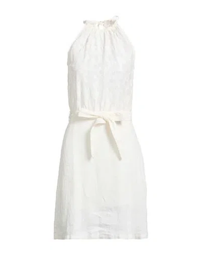120% Lino Woman Midi Dress Ivory Size 8 Linen, Cotton In White