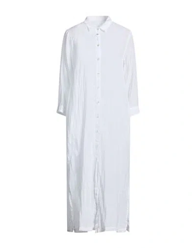 120% Lino Woman Midi Dress Ivory Size 8 Linen In White