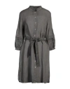 120% Lino Woman Midi Dress Lead Size 12 Linen In Grey
