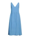 120% Lino Woman Midi Dress Light Blue Size 12 Linen In Blue