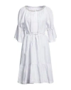 120% Woman Midi Dress Light Grey Size 6 Linen