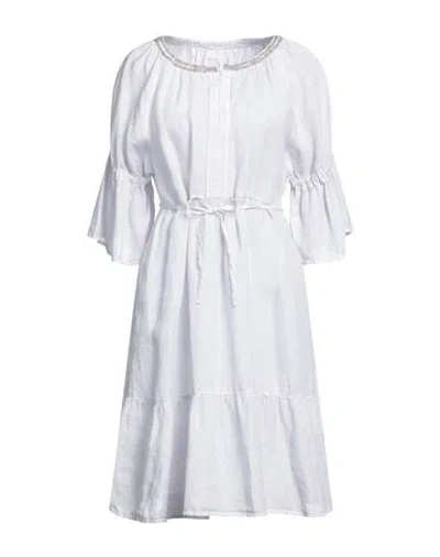 120% Woman Midi Dress Light Grey Size 6 Linen