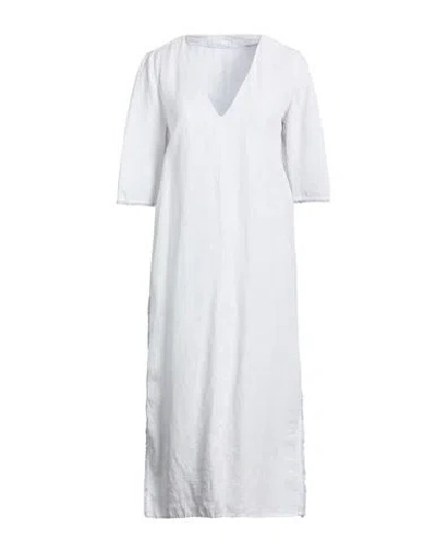 120% Lino Woman Midi Dress Light Grey Size 14 Linen In Gray