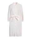 120% Lino Woman Midi Dress Light Pink Size 12 Linen