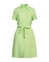 120% Lino Woman Midi Dress Lime Green Size 12 Linen