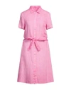 120% Lino Woman Midi Dress Magenta Size 12 Linen