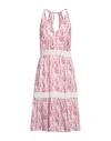 120% Lino Woman Midi Dress Magenta Size 12 Linen, Cotton