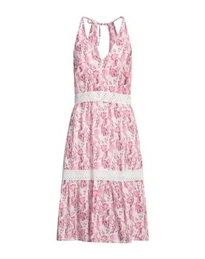 120% Lino Woman Midi Dress Magenta Size 12 Linen, Cotton