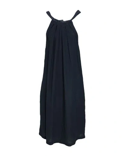 120% Lino Woman Midi Dress Midnight Blue Size 12 Linen