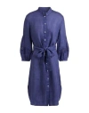 120% Lino Woman Midi Dress Navy Size 12 Linen