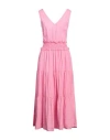 120% LINO 120% LINO WOMAN MIDI DRESS PINK SIZE 12 LINEN