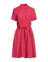 120% Lino Woman Midi Dress Red Size 8 Linen In Red
