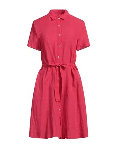 120% Lino Woman Midi Dress Red Size 8 Linen