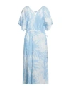 120% LINO 120% LINO WOMAN MIDI DRESS SKY BLUE SIZE 10 LINEN