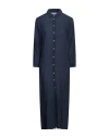 120% Lino Woman Midi Dress Slate Blue Size 6 Linen