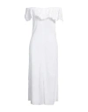 120% Lino Woman Midi Dress White Size 12 Linen