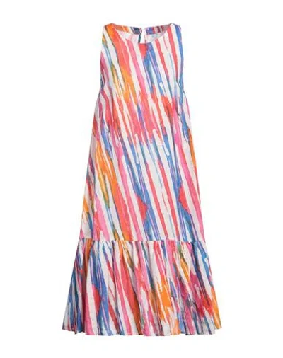 120% Lino Woman Midi Dress White Size 10 Linen