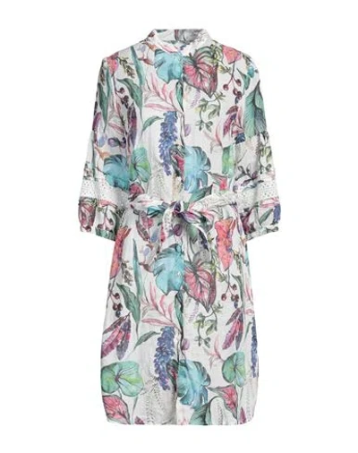 120% Lino Woman Midi Dress White Size 12 Linen