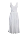120% Lino Woman Midi Dress White Size 12 Linen In White