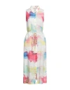 120% LINO 120% LINO WOMAN MIDI DRESS WHITE SIZE 12 LINEN