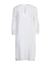 120% Lino Woman Midi Dress White Size 12 Linen