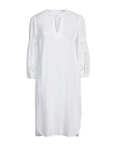 120% Lino Woman Midi Dress White Size 12 Linen