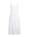 120% Lino Woman Midi Dress White Size 14 Linen