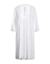 120% Lino Woman Midi Dress White Size 14 Linen In White