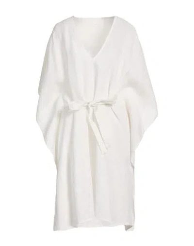 120% Lino Woman Midi Dress White Size 6 Linen