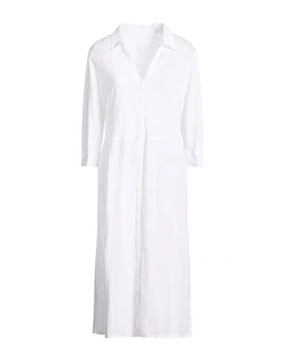 120% Lino Woman Midi Dress White Size Xl Linen