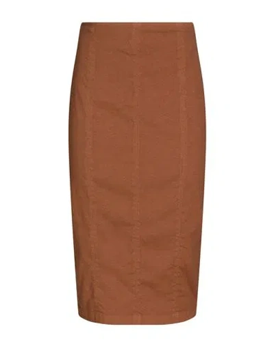 120% Lino Woman Midi Skirt Light Brown Size 6 Linen, Cotton, Elastane In Sand