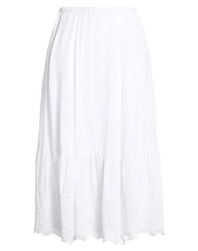 120% Lino Woman Midi Skirt White Size 12 Linen
