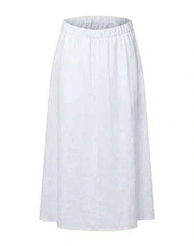 120% Lino Woman Midi Skirt White Size 6 Linen