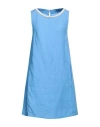 120% Lino Woman Mini Dress Azure Size 8 Linen In Blue