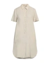 120% Lino Woman Mini Dress Beige Size 10 Linen In Beige