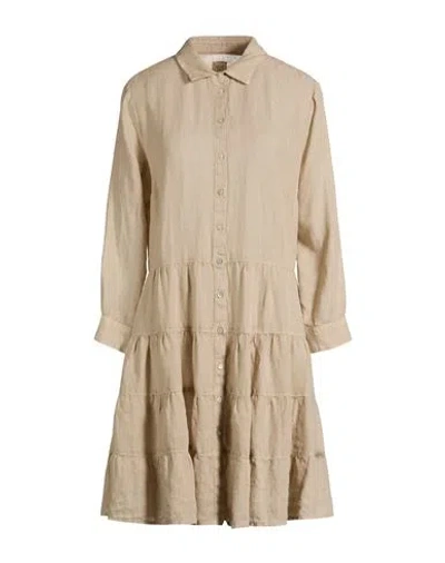 120% Lino Woman Mini Dress Beige Size 10 Linen