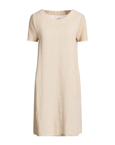 120% Lino Woman Mini Dress Beige Size 14 Linen In Neutral