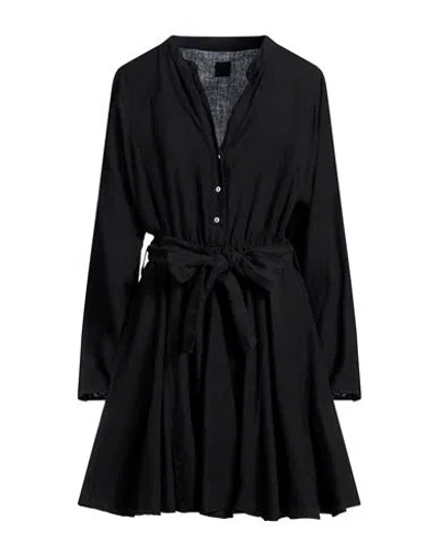 120% Lino Woman Mini Dress Black Size 10 Linen