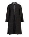 120% Lino Woman Mini Dress Black Size 12 Linen In Black