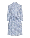 120% Lino Woman Mini Dress Blue Size 12 Linen