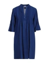 120% Lino Woman Mini Dress Blue Size 10 Linen