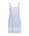 120% Lino Woman Mini Dress Blue Size 12 Linen In Blue