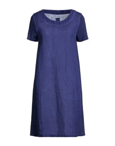 120% Lino Woman Mini Dress Blue Size 2 Linen
