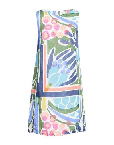 120% Lino Woman Mini Dress Blue Size 6 Linen In Multi