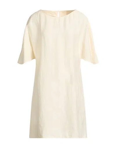 120% Lino Woman Mini Dress Cream Size 6 Linen In Neutral